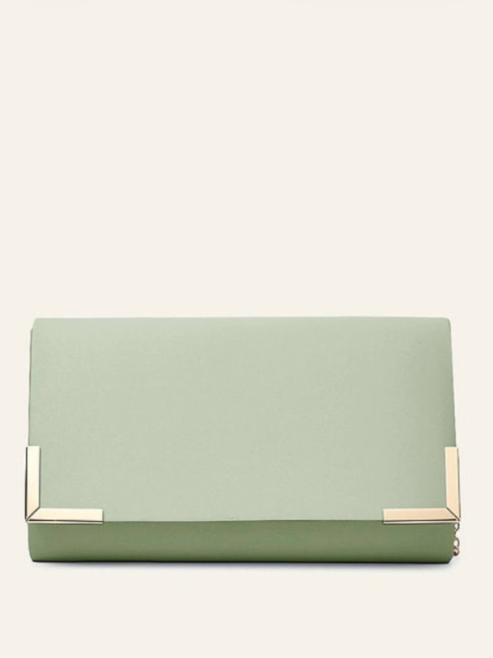 Azazie Dusty Sage Matte Satin Envelope Clutch with Gold Accents